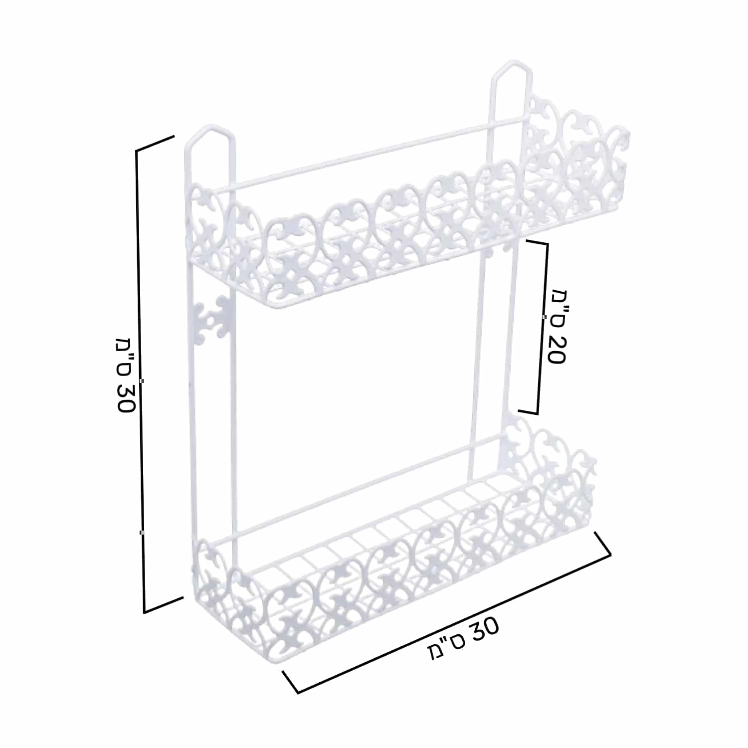 מדף רשת 2 קומות לתליה דגם "ספרינג" 30*30