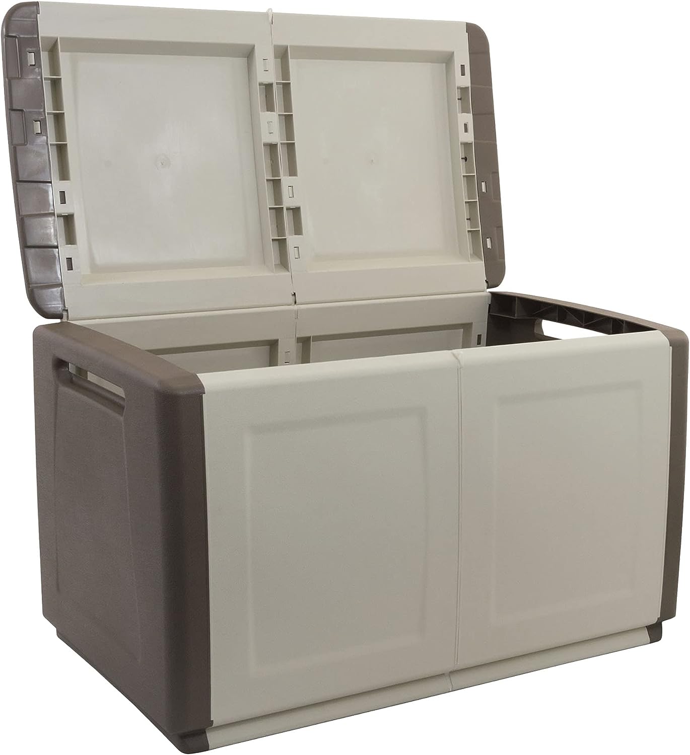 תיבת אחסון מפלסטיק לחצר לגינה או למחסן - L96x53x57H אפור בהיר